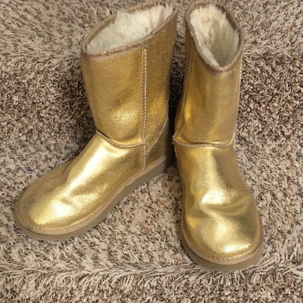 Ukala Gold Suede Evie Boot (Low) Sz 9M-EUC 100% Merino Wool Lining- See Details - Picture 2 of 12